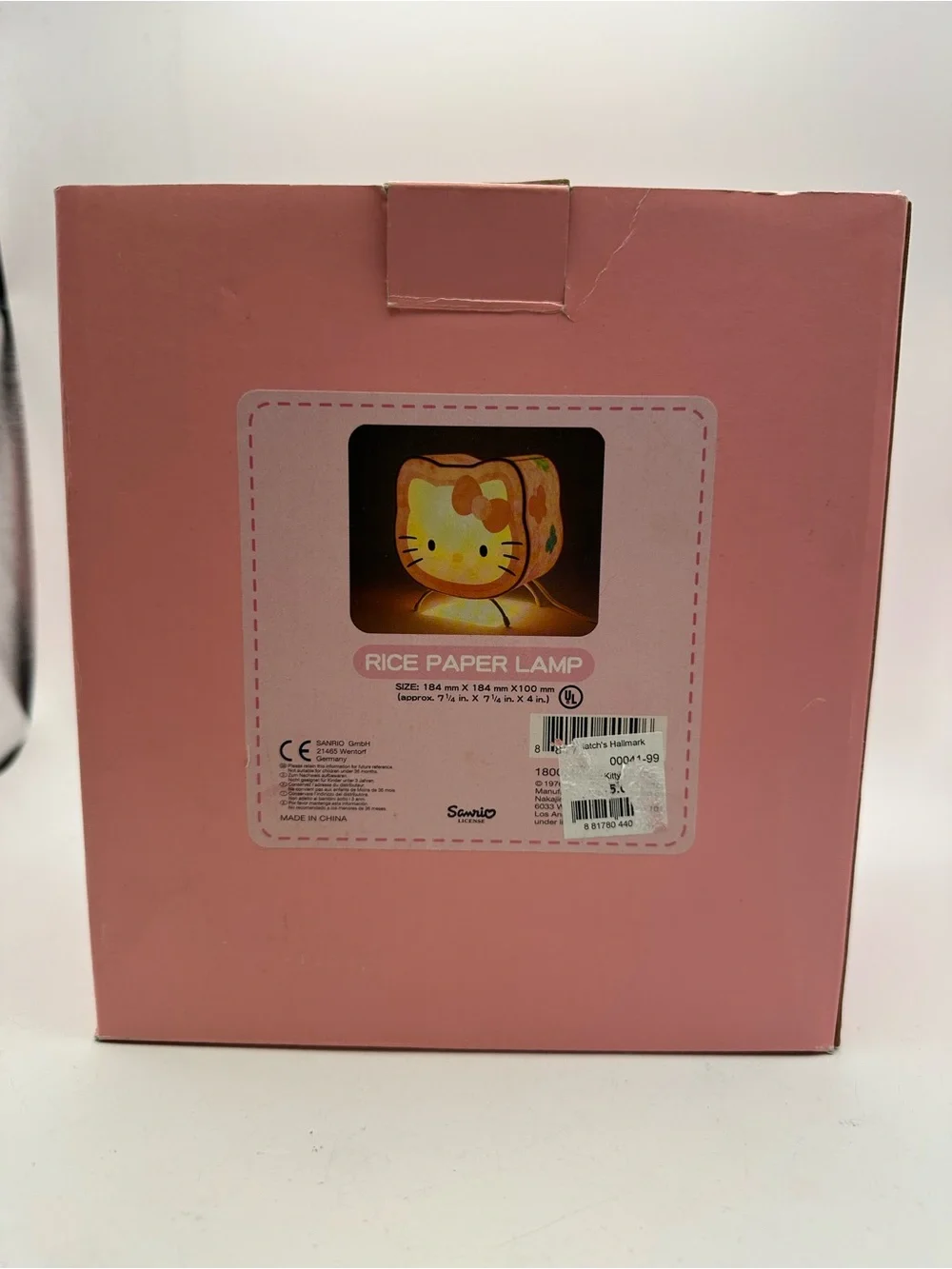 Sanrio Hello Kitty Pink Cube Rice Paper Lamp